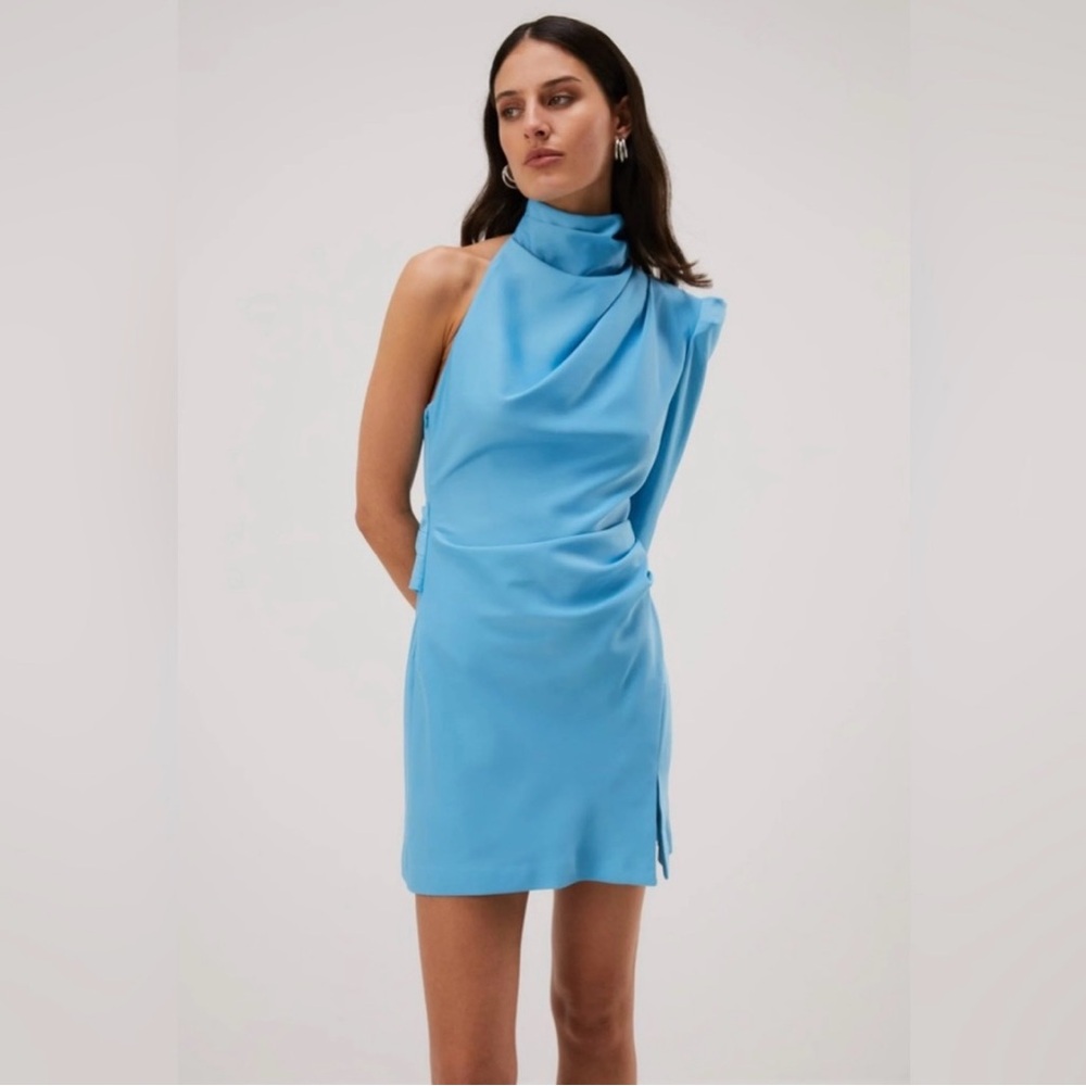 MISHA COLLECTION Asymmetrical Sky Blue Dress